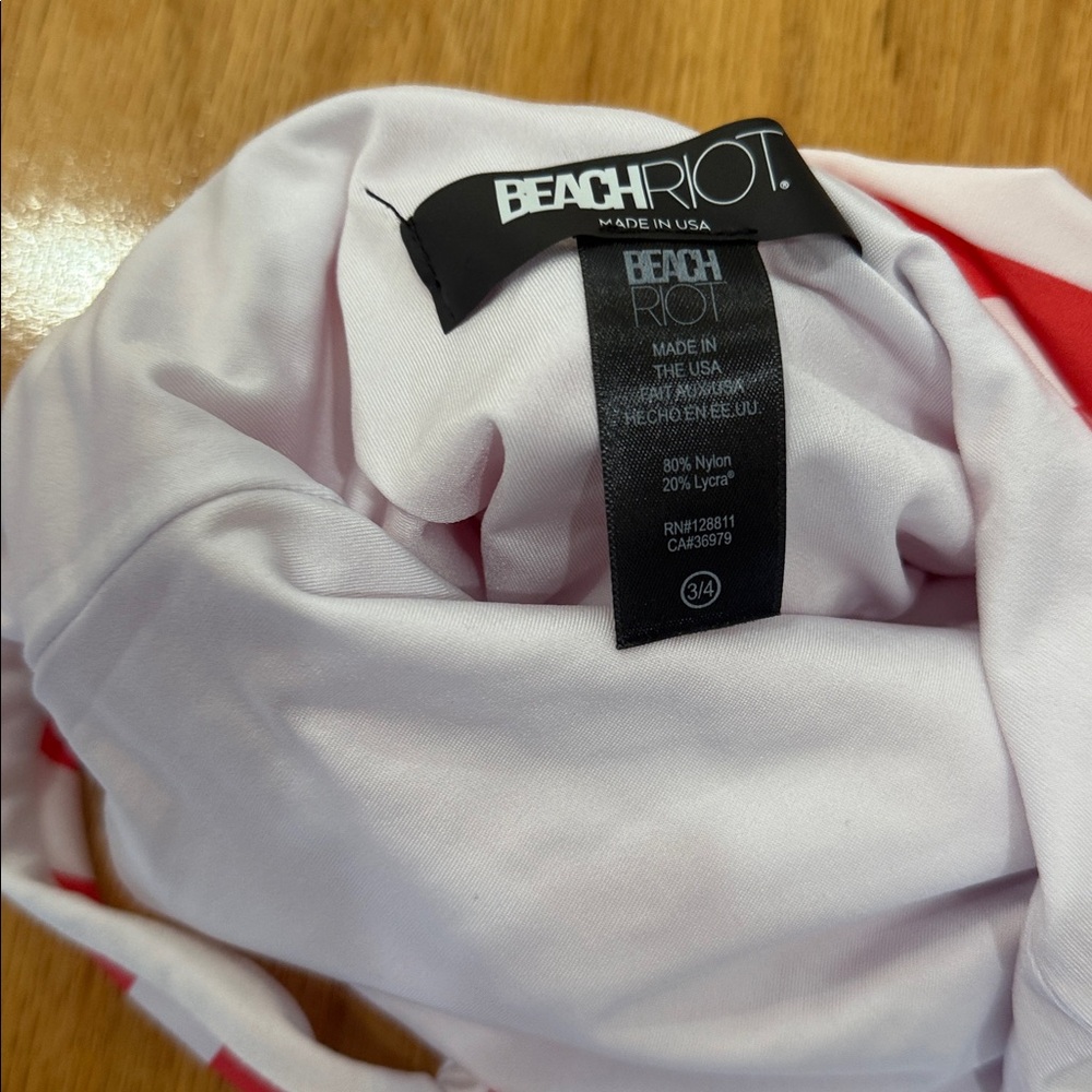 Beach Riot Red & White Striped Ruffle One-Piece Swimsuit - Picture 3 of 3